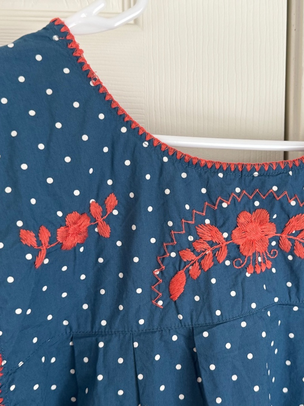 DARLING SISTER MARY, INDIGO POLKA DOT DRESS WITH EMBROIDERY - Picture 10 of 16